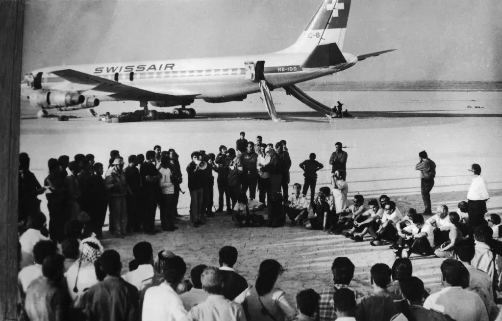 1970: SwissAir flight hijacked by the Popular Front for the Liberation of Palestine, taking passengers hostage. Source: Sun Sentinel